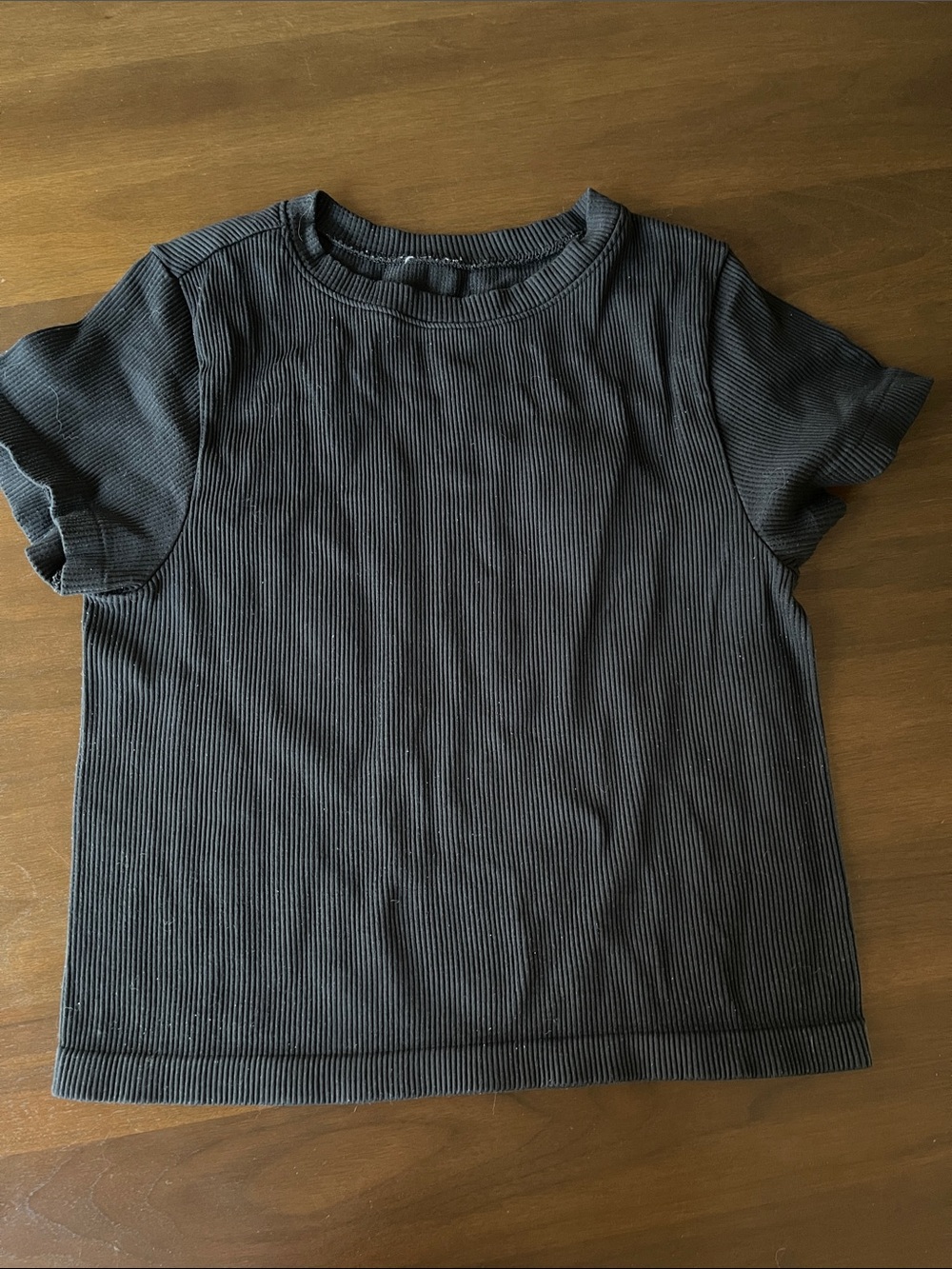 Ribbed Spandex Short Sleeve Tee - black